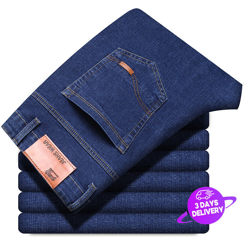 Men's Jeans Classic Business Jeans Stretch Male Denim Trousers Size 28-40
