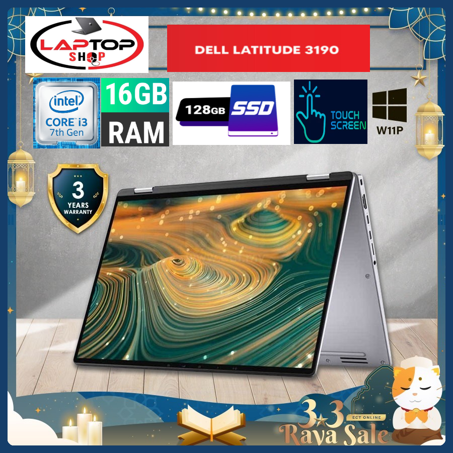 Dell Latitude 14 3189 WINDOW 10 PRO Business Laptop (i5-1145G7 4.40Ghz,128GB SSD,,14"FHD+ / 11.6" FHD Touch SCREEN) || MS OFFICE|| murah