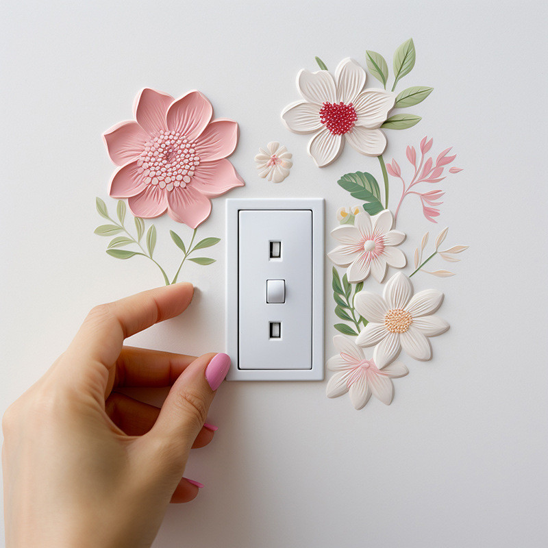 Fresh Flower Switch Sticker for Living Room,foyer,self-adhesive Sticker for Home Decoration
