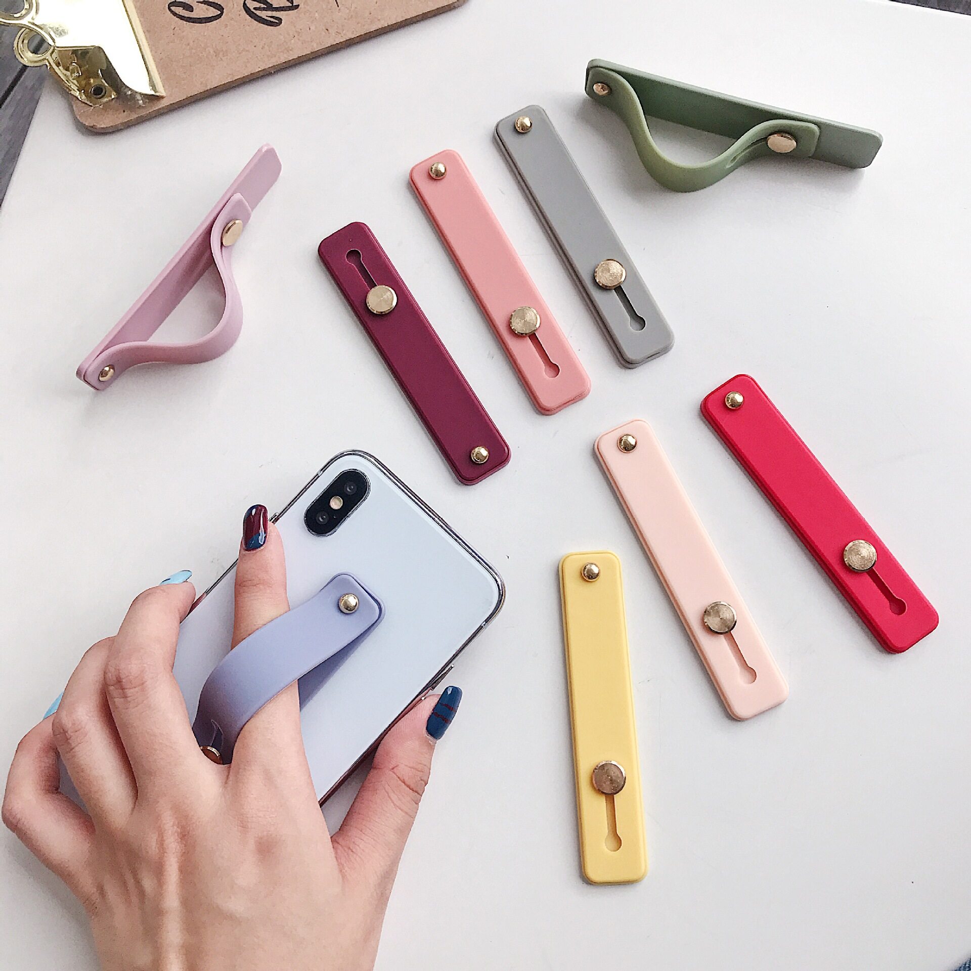 Finger Ring Phone Holder Stand Sticker Paste Soft Silicone Wristband Universal Hand Band Bracket